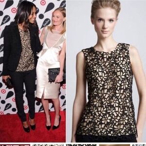 Neiman Marcus For Target Black Floral Lace Tank Top Blouse